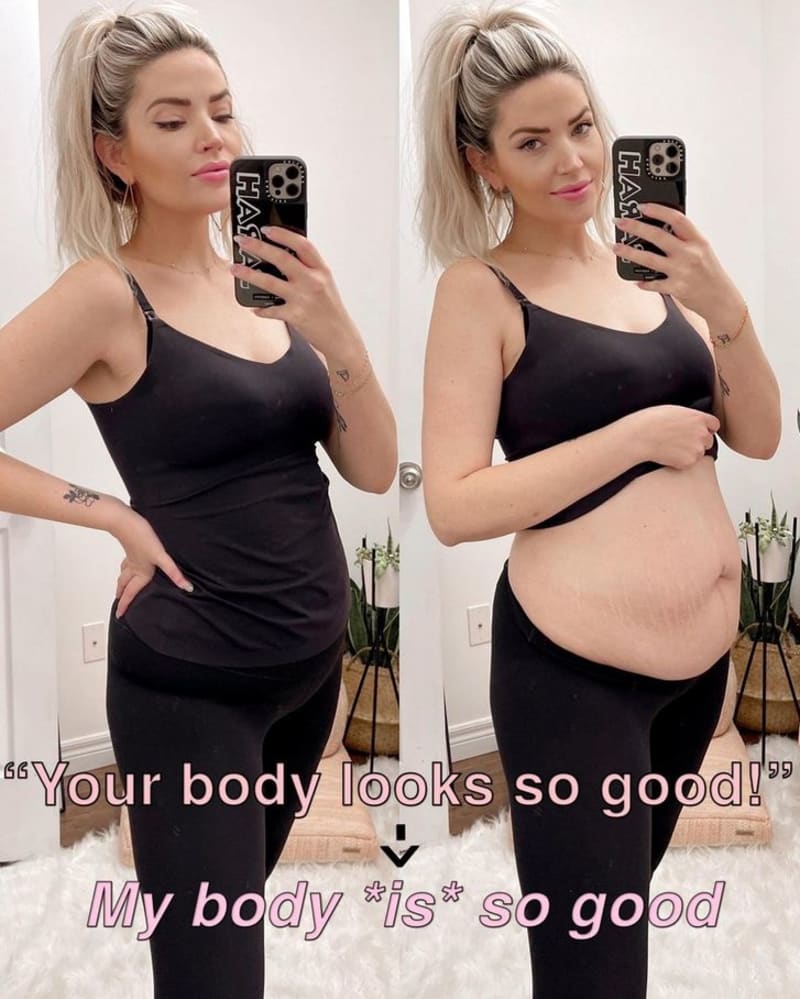 Žena hrdě ukazuje své tělo po porodu 12