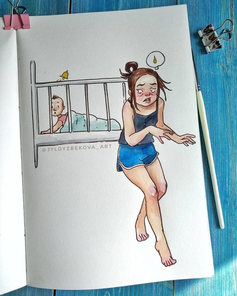 Matka kreslí, jak vypadá její každodenní život s dětmi 2