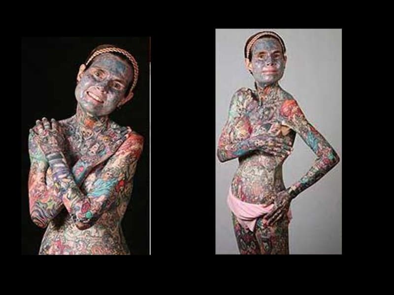 Julia Gunse trpí kožním onemocněním a rozhodla se proto 95% těla potetovat. Za obrázky utratila přes dva miliony korun.