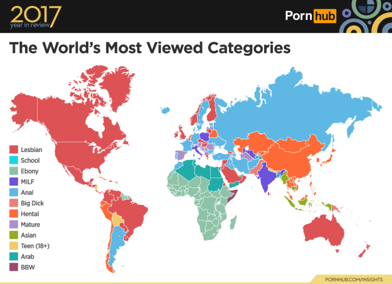Statistiky z Pornhubu za rok 2017 6