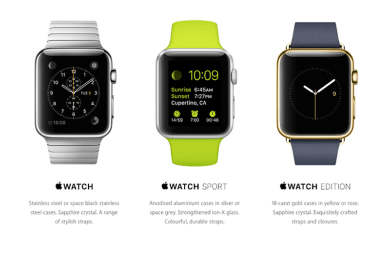 Apple Watch se vyrábí ve třech provedeních