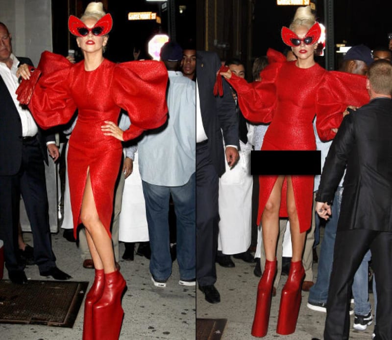 I celebrity mají občas problém s oblečením - Lady Gaga má svůj rozparek až do nebe