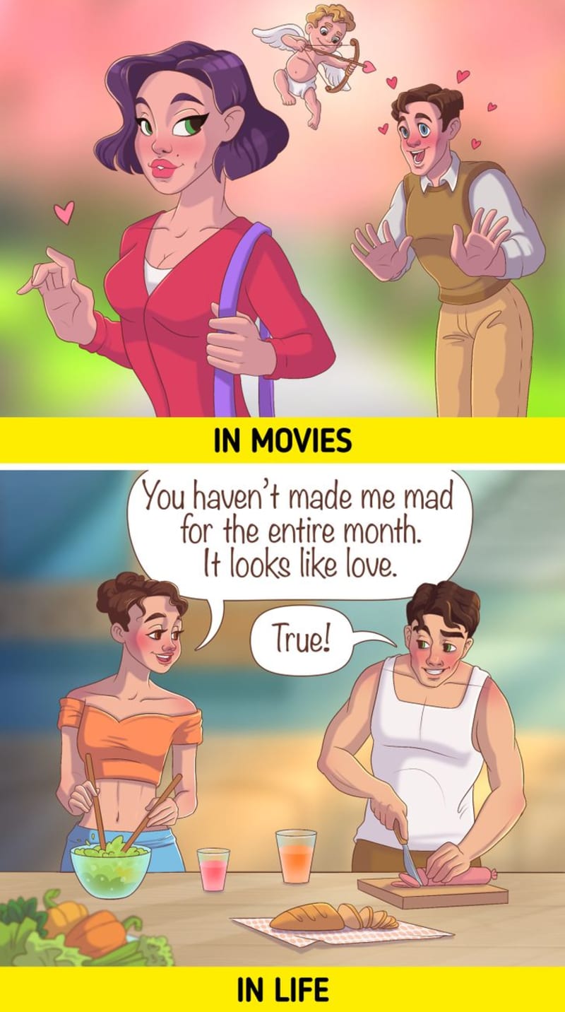 Takhle vypadá vztah ve filmu versus v realitě