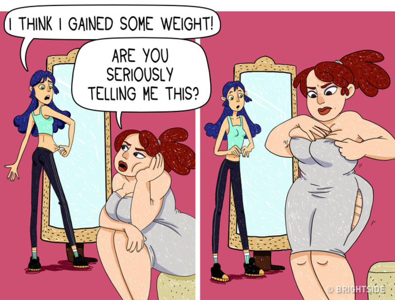 Ilustrace o problémech hubených a tlustých žen 2