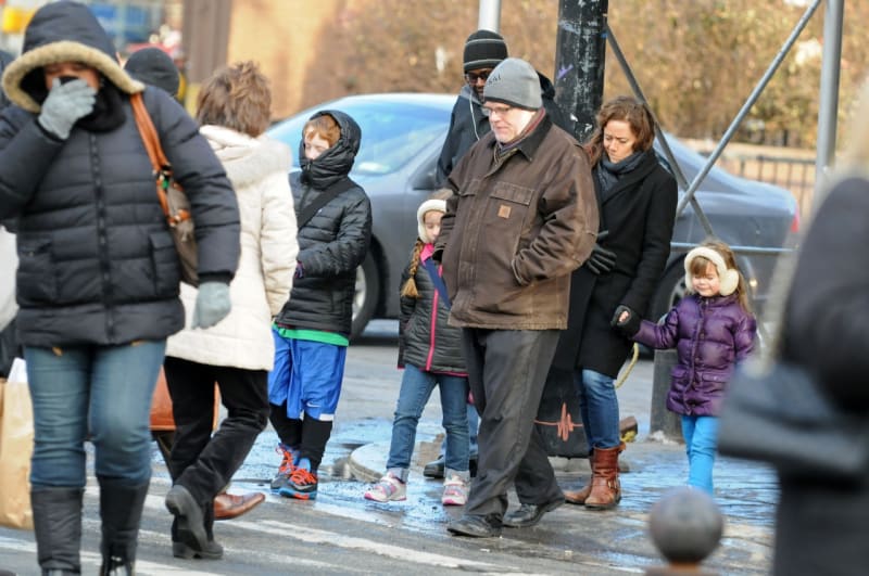 Philip Seymour Hoffman s manželkou Mimi O'Donnell a jejich třemi dětmi Cooperem, Willou a Tallulah loni v zimě
