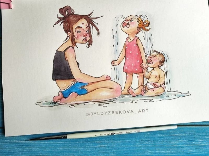 Matka kreslí, jak vypadá její každodenní život s dětmi 5