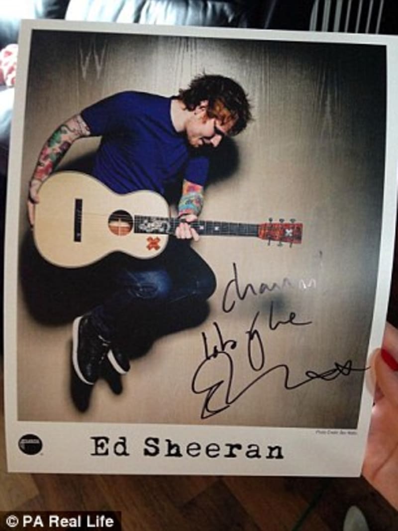 Podpis od zpěváka Eda Sheerana