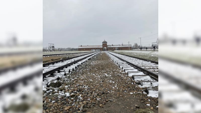 Mezi nejznámější snímky, které si turisté v koncentračním táboře Osvětim pořizují, patří fotografie kolejí z Březinky.