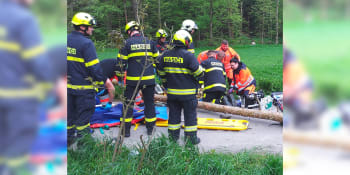 Neštěstí na Chrudimsku: Na cyklisty spadl strom. Senior na místě zemřel, žena je zraněná