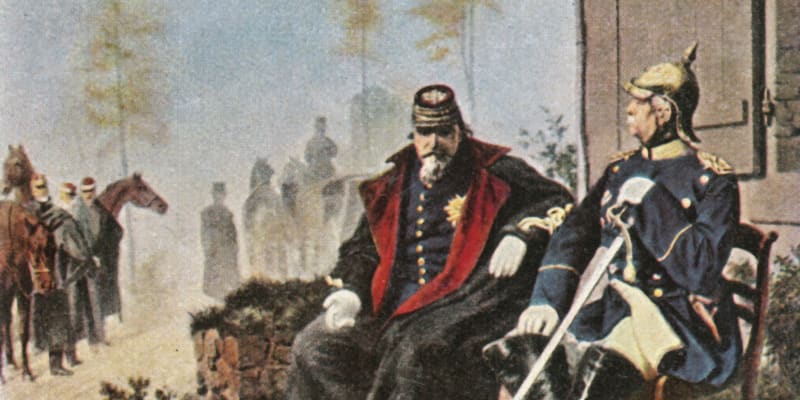 Kancléř Otto von Bismarck s poraženým francouzským císařem Napoleonem III.