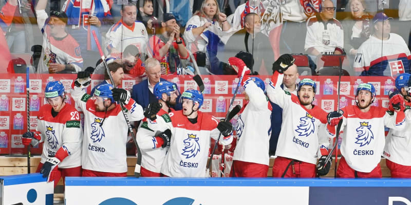Česká radost po vítězství nad Slovenskem na MS v hokeji 2023