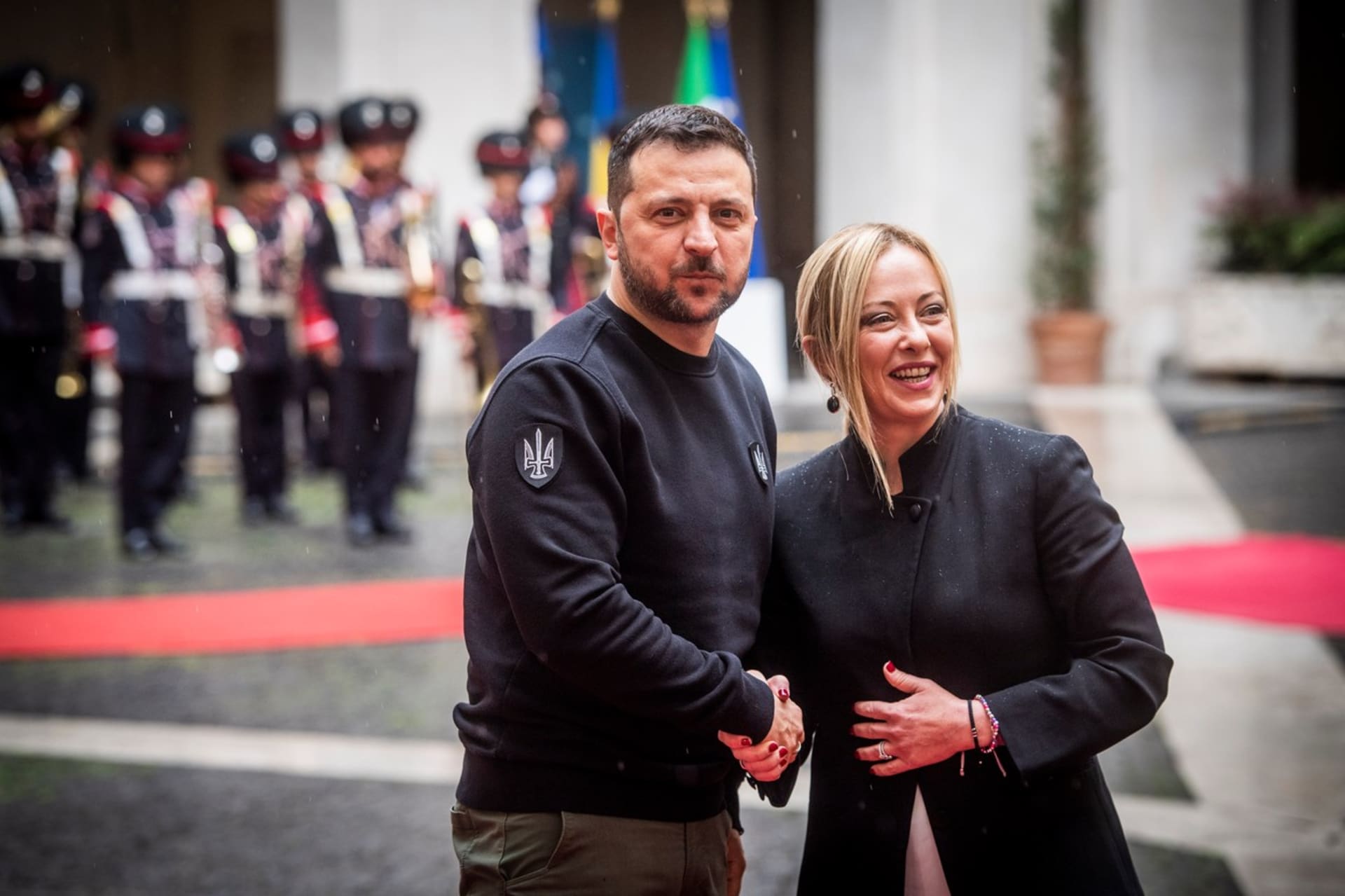 Giorgia Meloniová přivítala v Římě ukrajinského prezidenta Volodymyra Zelenského.