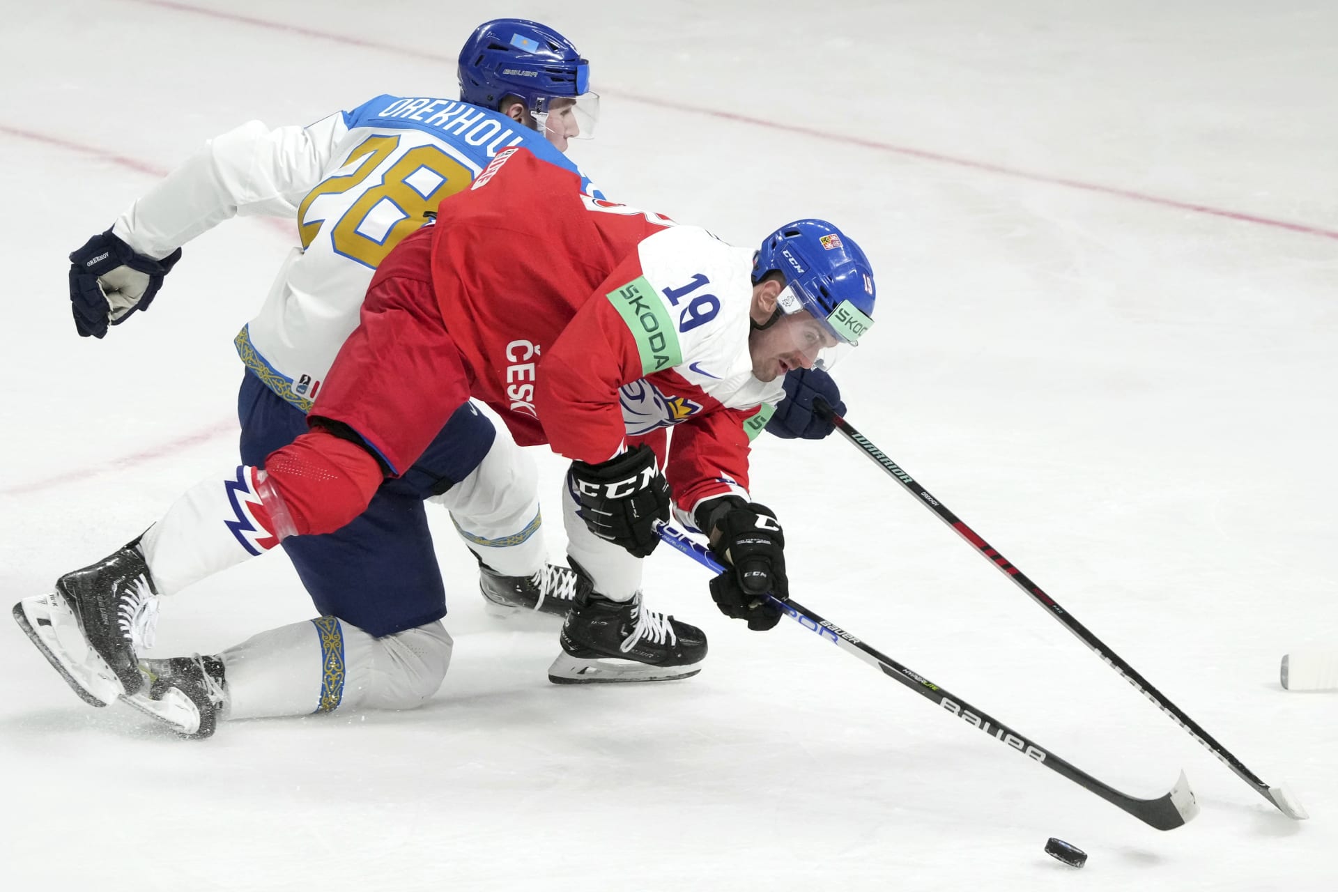 Čeští hokejisté za sebou mají vítězství nad Kazachstánem.