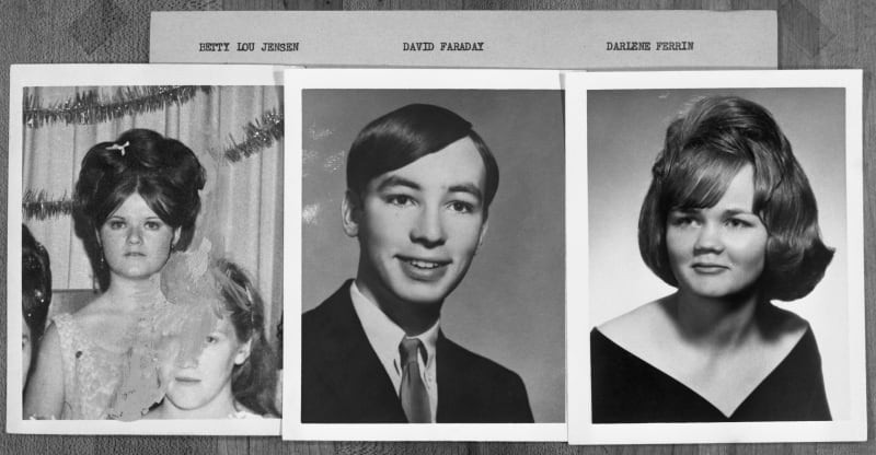 Oběti vražd v San Francisku: Betty Lou Jensenová, David Faraday a Darlene Ferrinová, údajné oběti Zodiacova vraha.