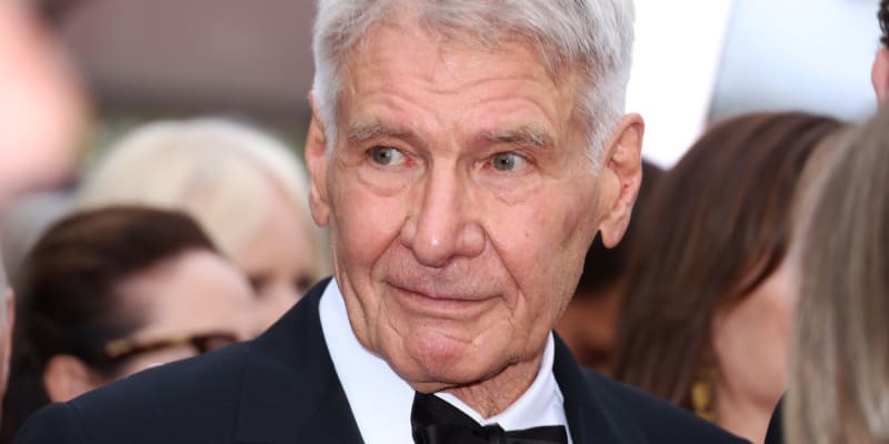 Harrison Ford na červeném koberci rozdával úsměvy. 