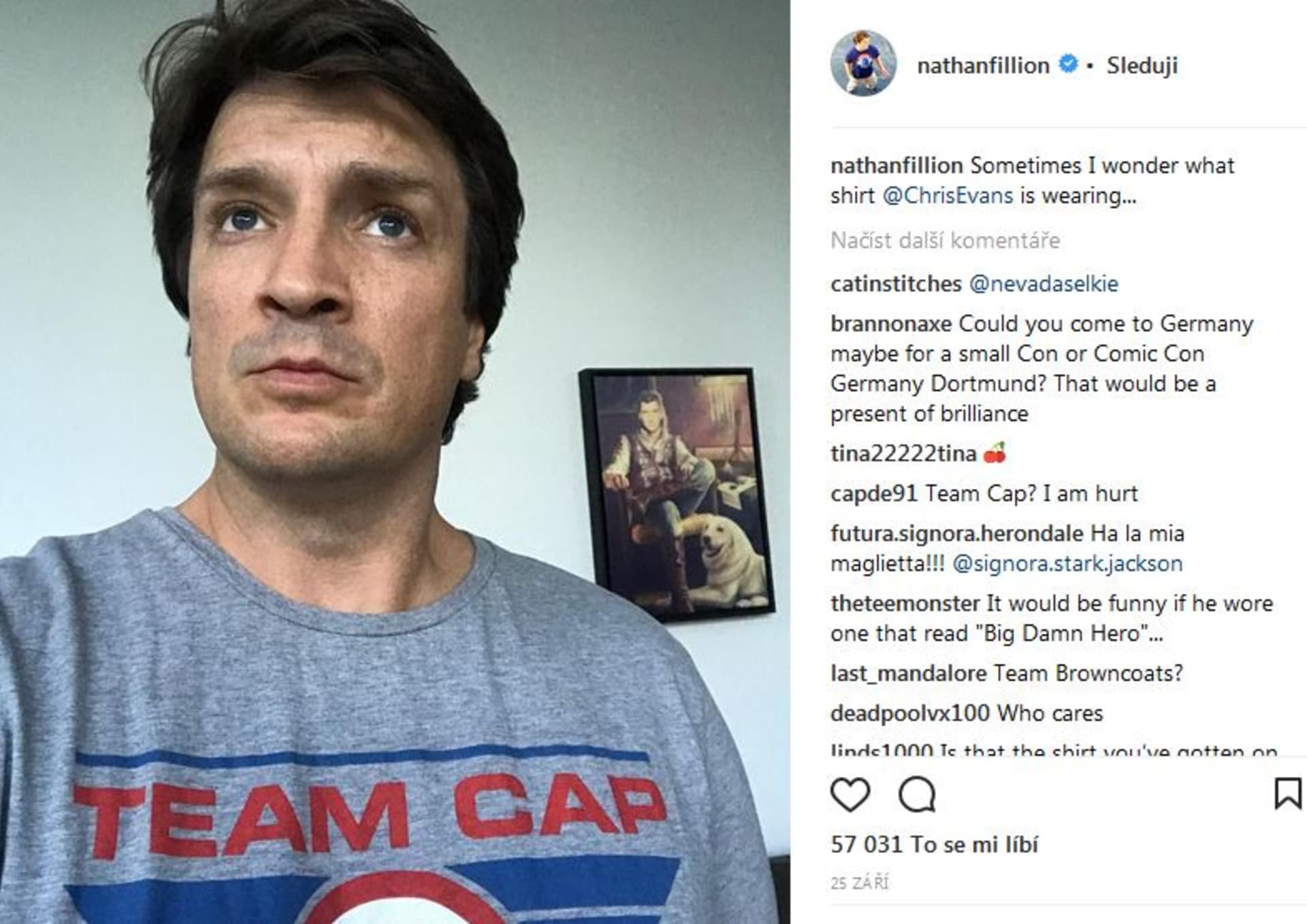 Nathan se ptá sám sebe, co asi Kapitán Amerika nosí za tričko