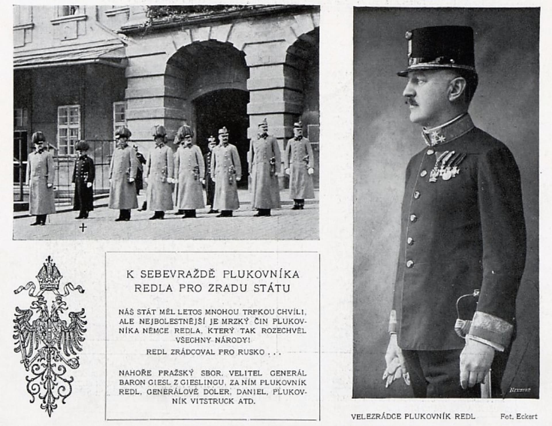 Mrzký čin plukovníka Redla. Tak informoval o ruském špionovi časopis Český svět v červnu 1913.