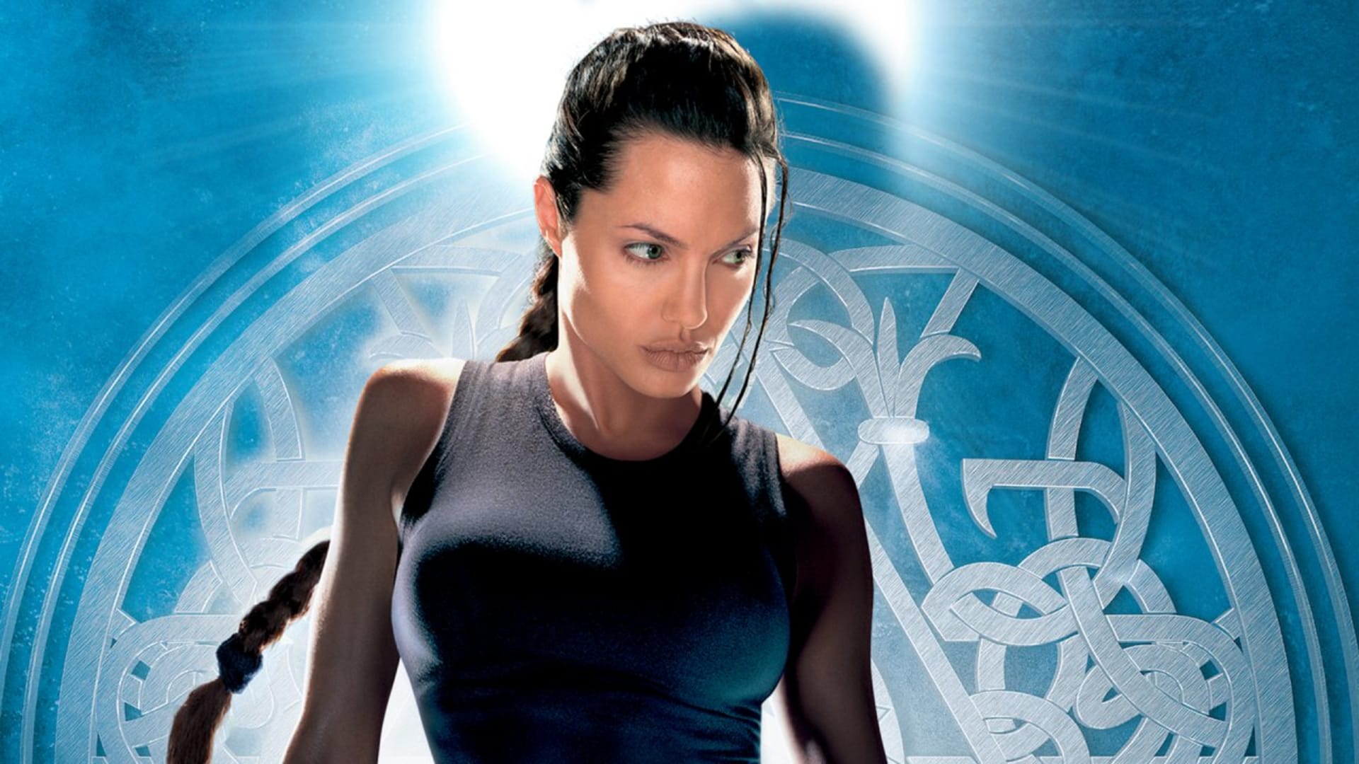Angelina Jolie jako Lara Croft v prvním Tomb Raideru.