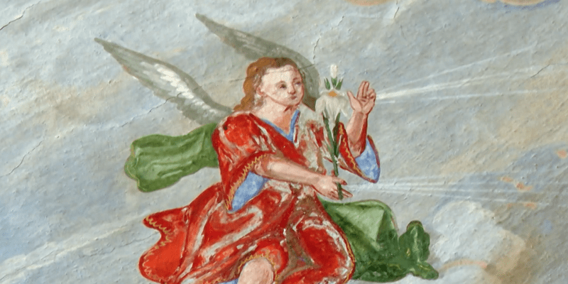Malba anděla, který měl Humprechtu Černínova zvěstovat smrt. 