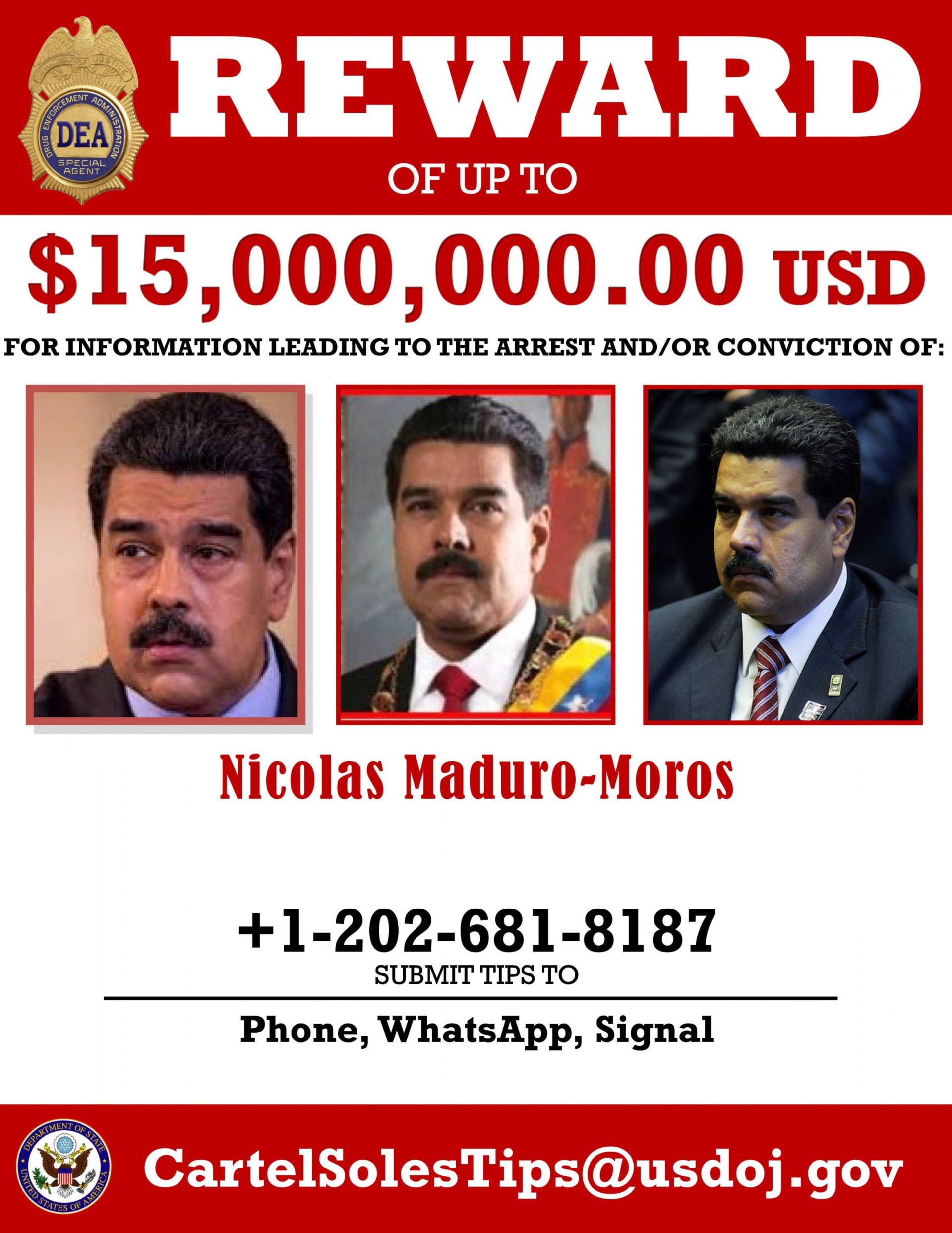 USA vypsaly odměnu za Madura