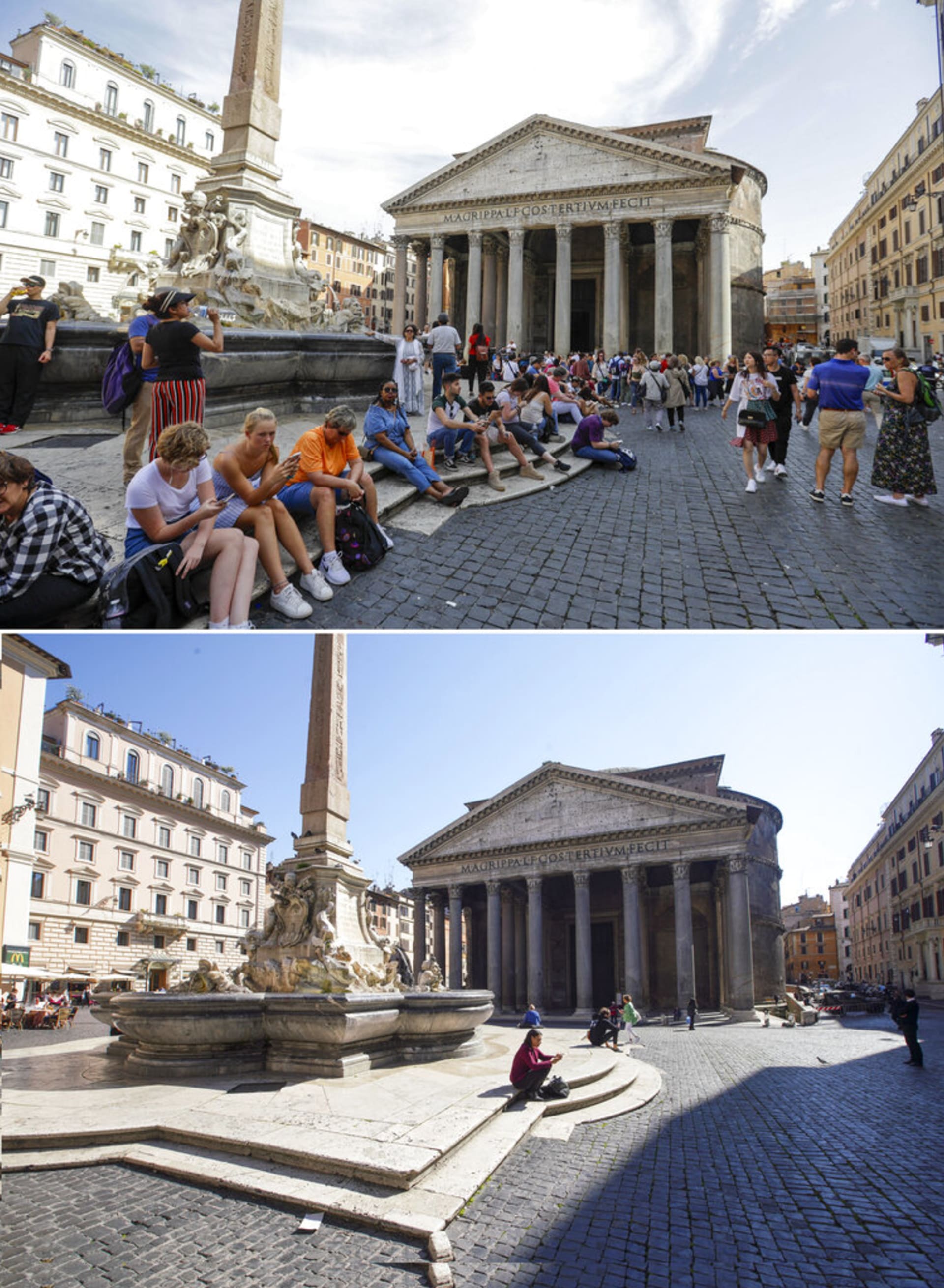 Pantheon v Římě (dříve a nyní)