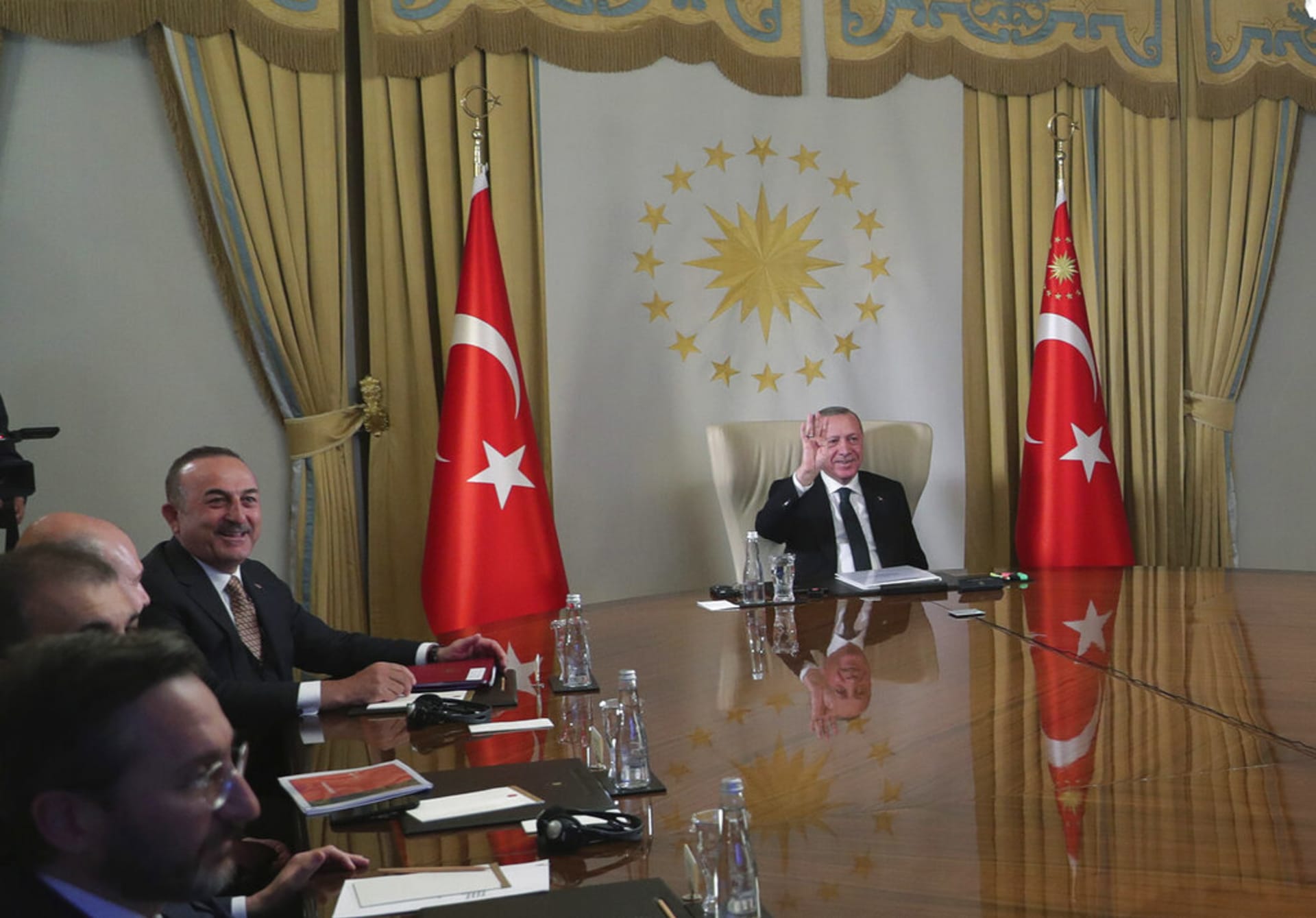 Turecký prezident během telekonference