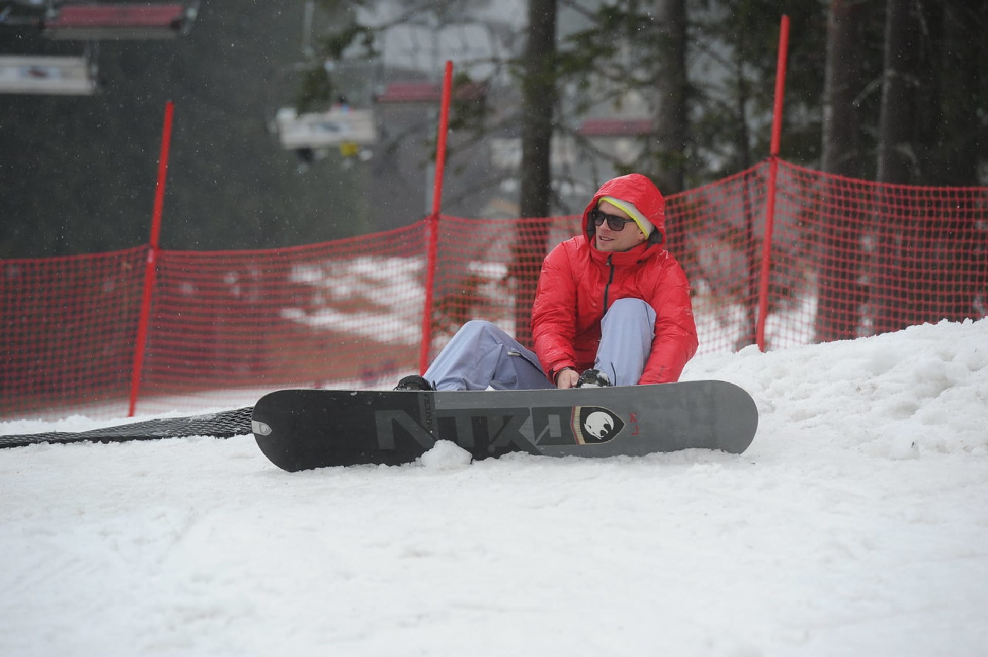 Jakub Prachař na snowboardu