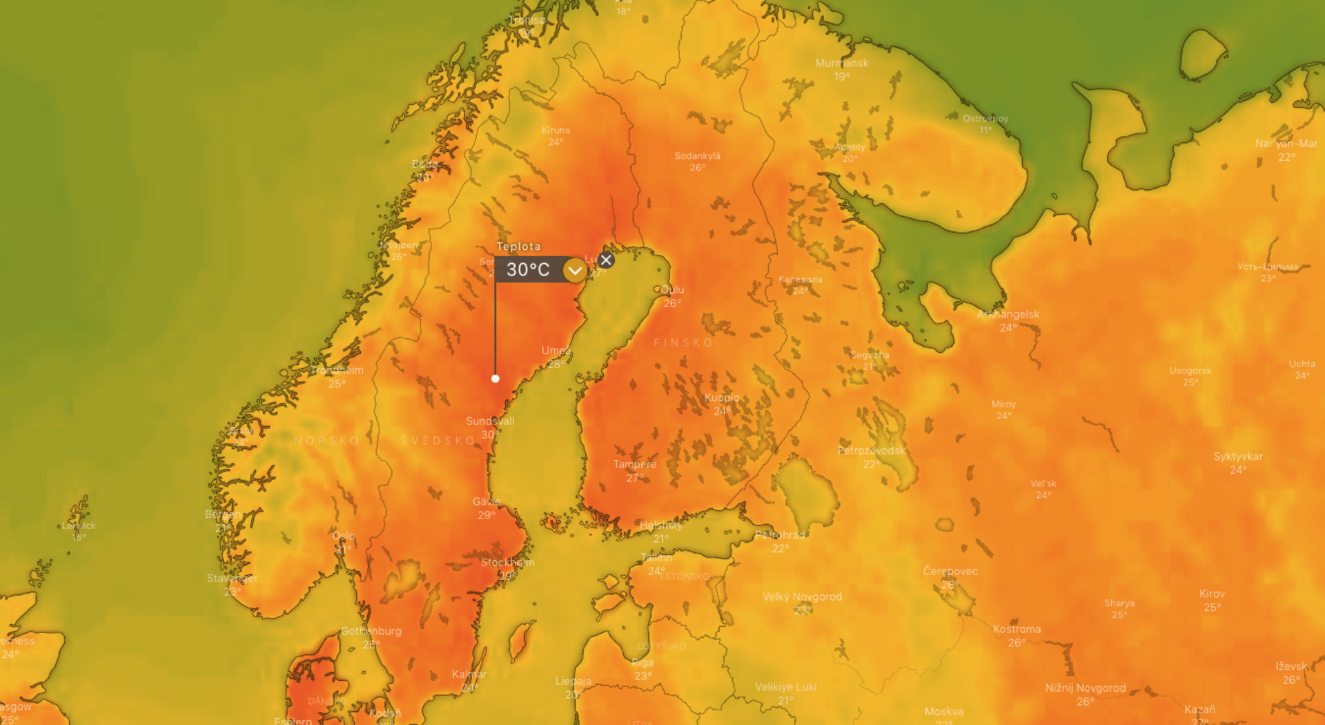 Předpověď počasí pro Finsko