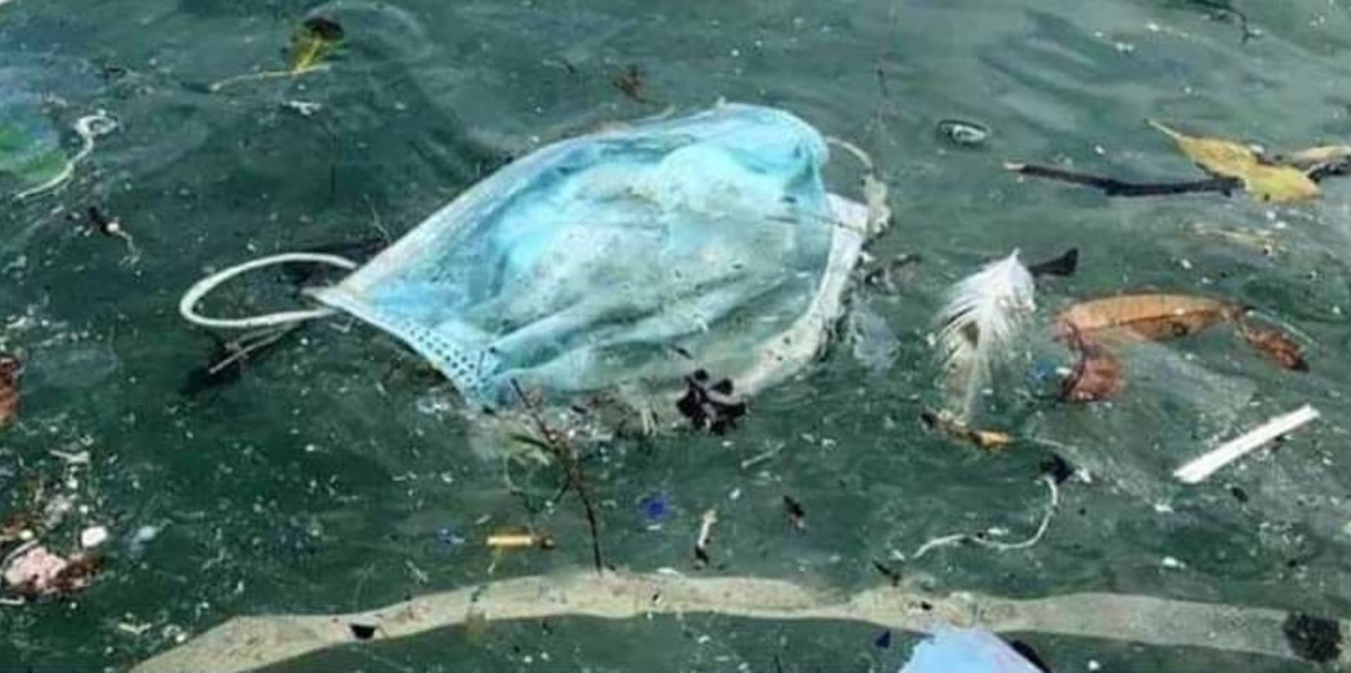 Použitá rouška plave jako nebezpečný odpad ve vodě