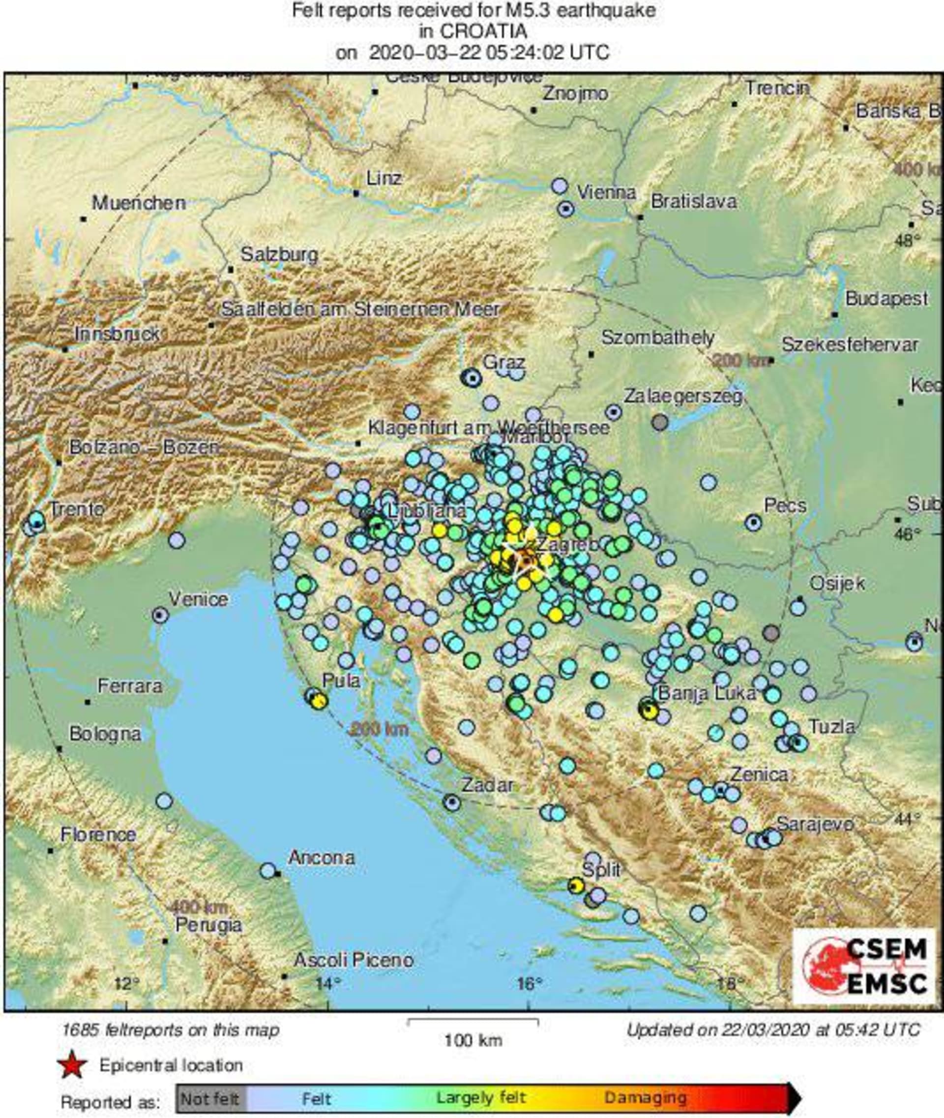mapa zemětřesení