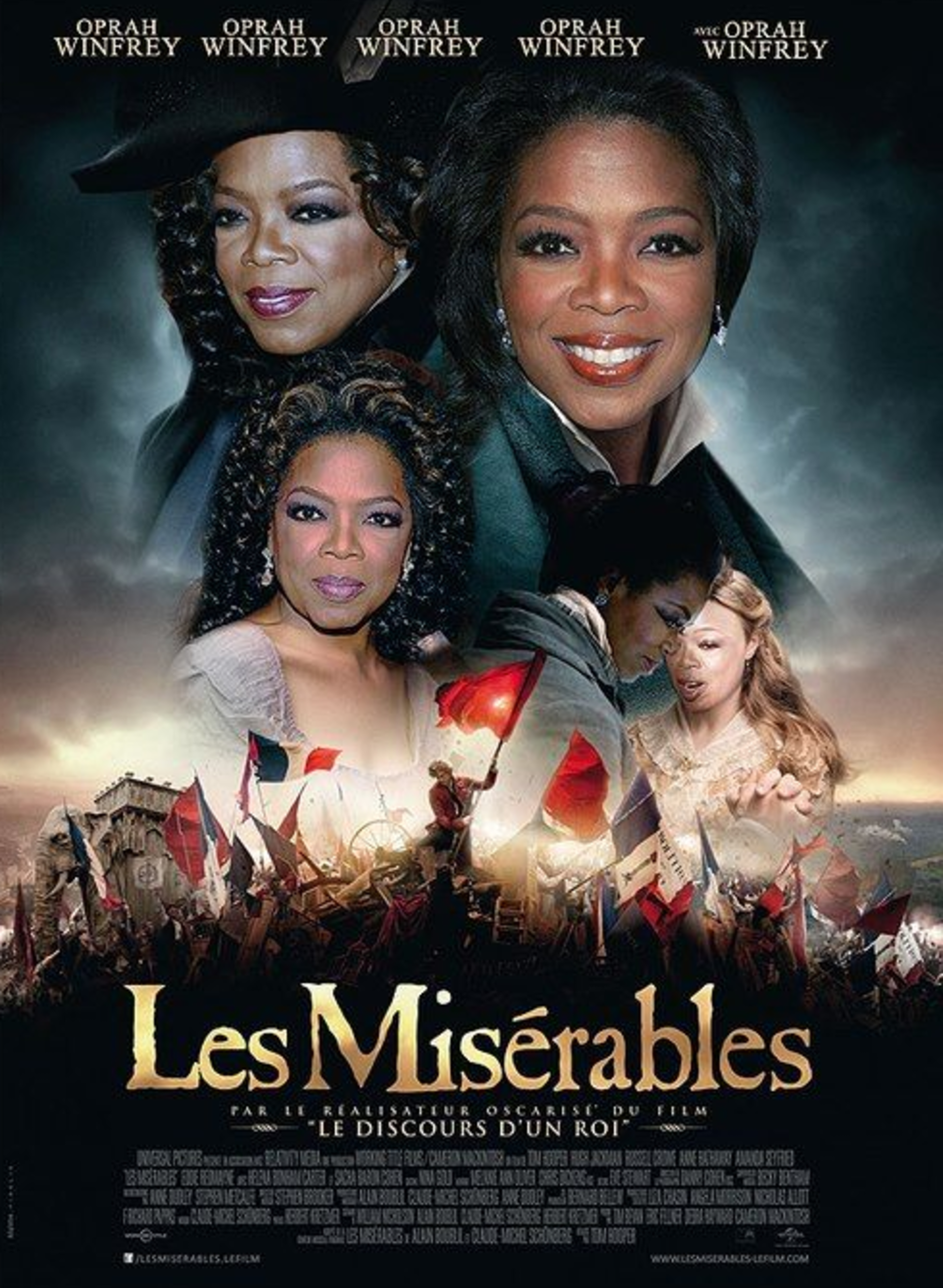 Oprah Winfrey se dostala už i do filmu – na tomto plakátu ji umělec obsadil hned do několika rolí najednou.
