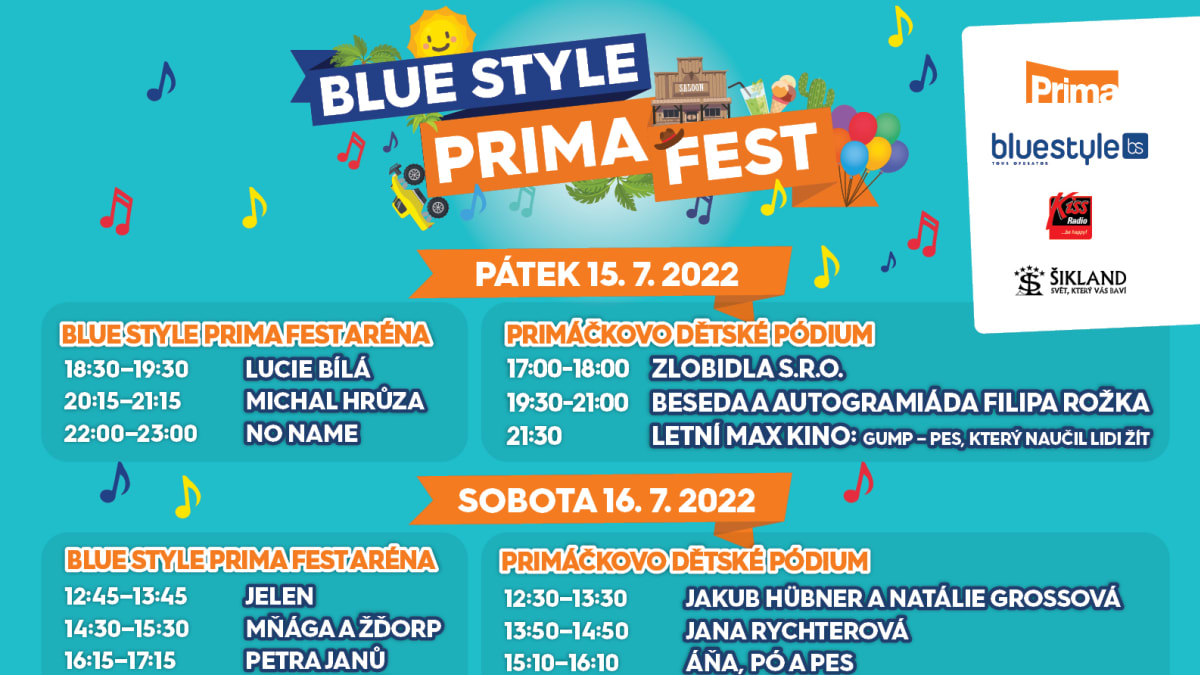 Podrobný program BLUE STYLE PRIMA FESTU