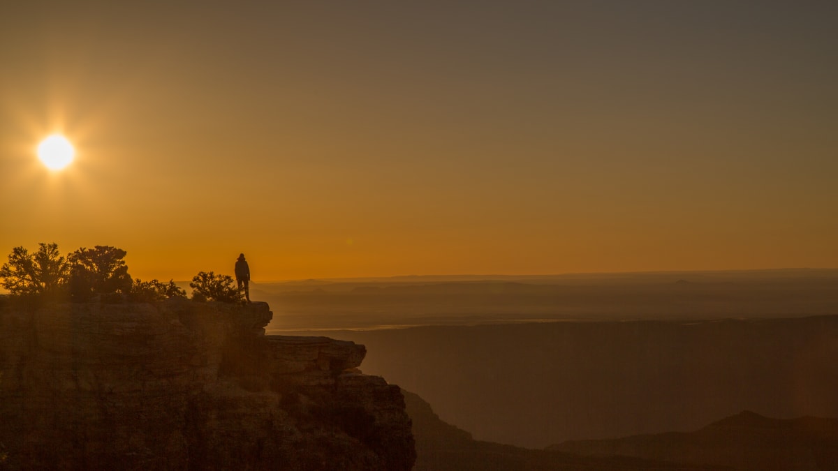 Východ slunce nad Grand Canyonem byl opravdu kouzelný, USA