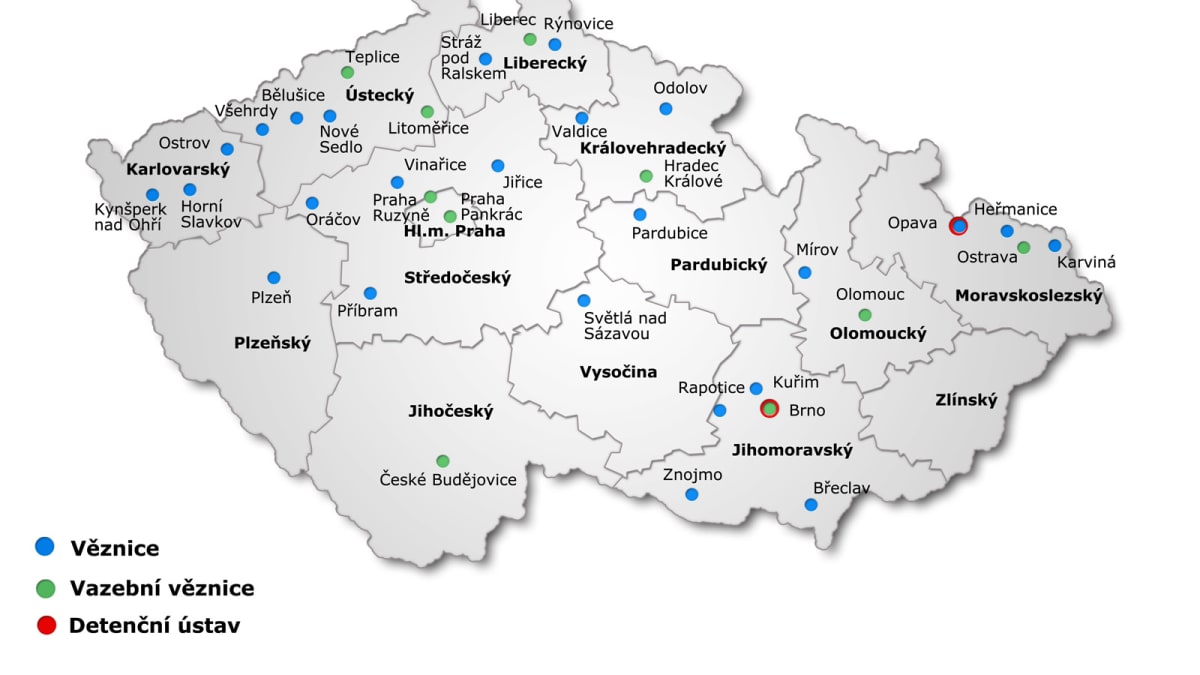 Přehled věznic a detenčních ústavů v ČR