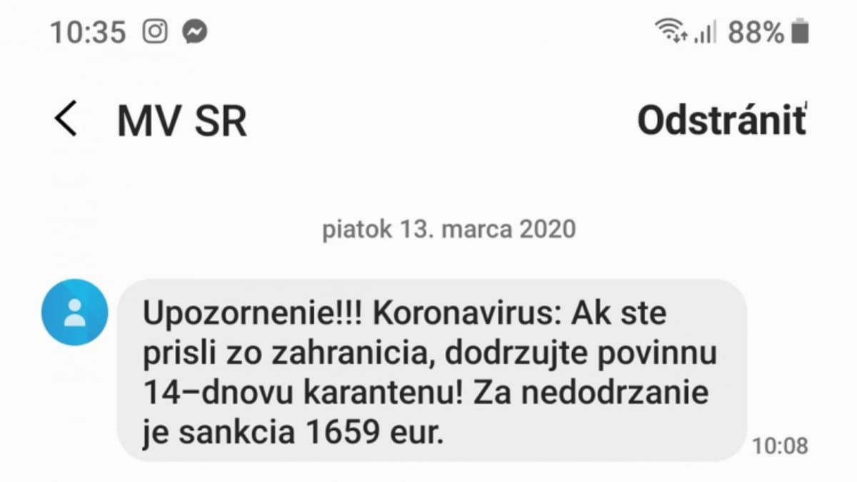 sms-zpráva upozorňují Slováky
