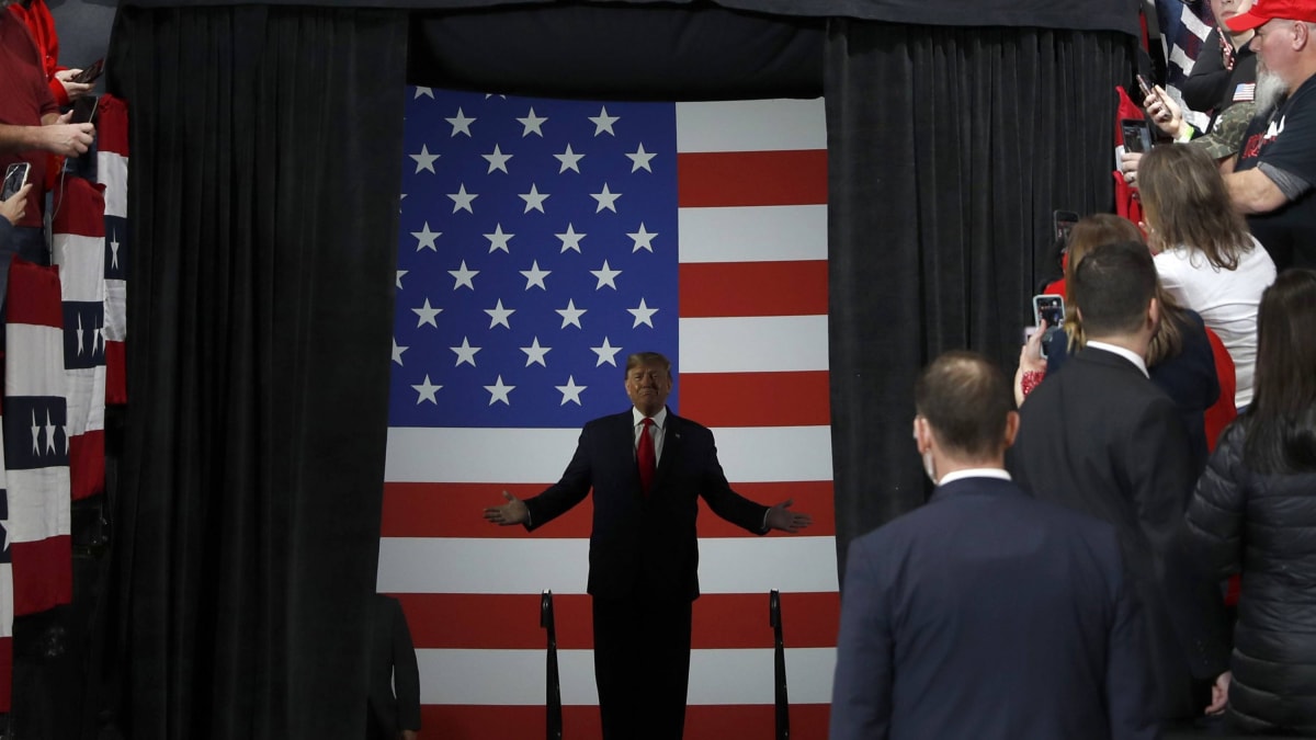 Donald Trump při předvolebním projevu v Ohiu