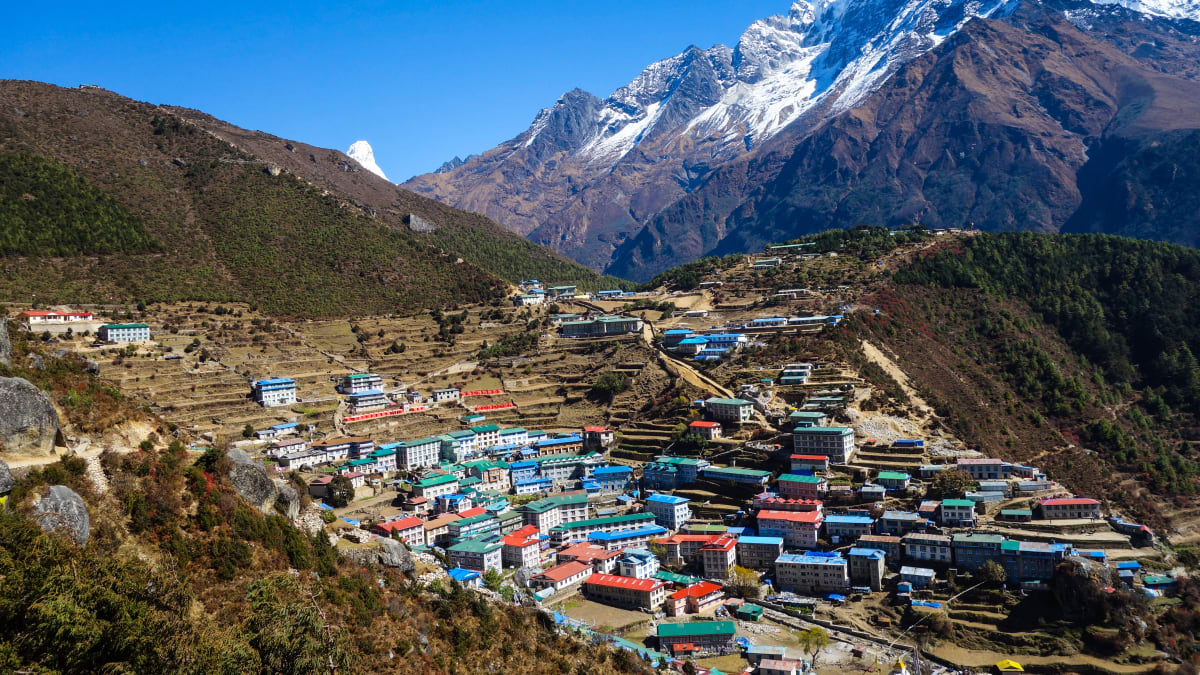 Pohled na Namche, Nepál