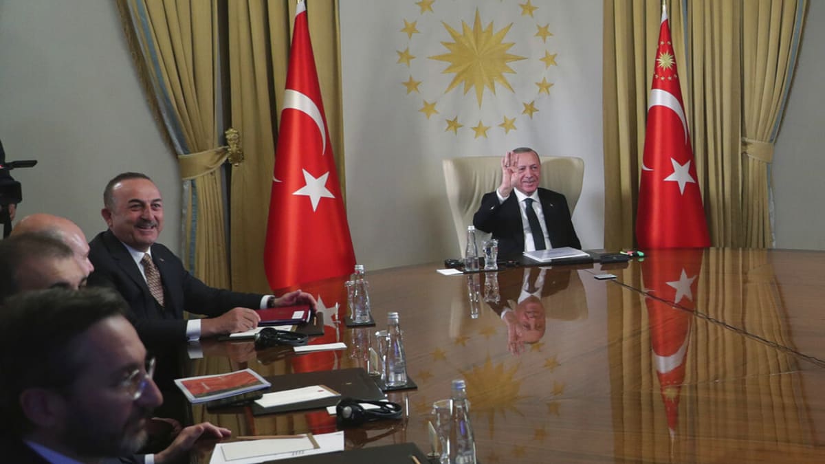 Turecký prezident během telekonference