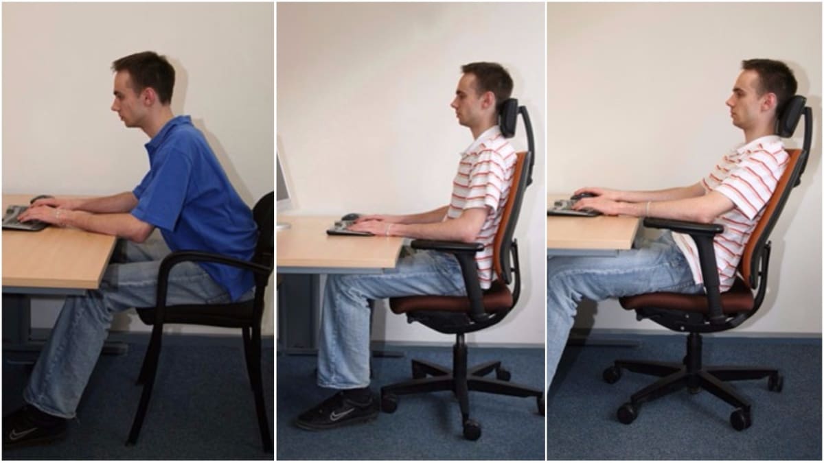 Správné styly sedu: Přední s opřením předloktí; Střední sed s podepřením předloktí a hlavy; Uvolnění v sedu s oporou hlavy, zad a paží