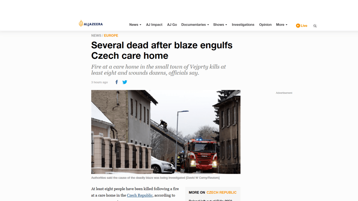 O tragické události informovala mimo jiné Al Jazeera