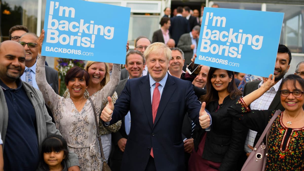 Boris Johnson se svými příznivci