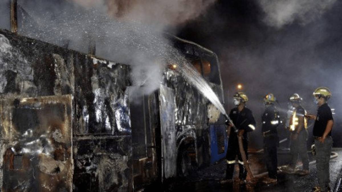 Požár autobusu v Thajsku