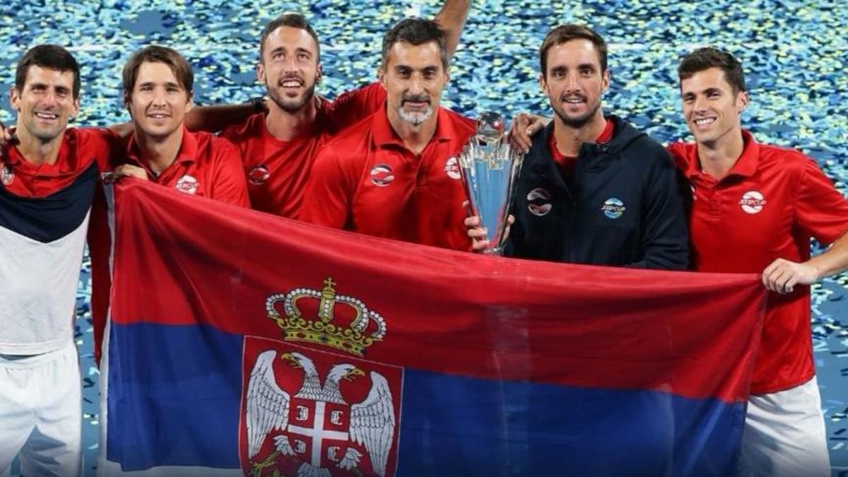 Sydney - srbský tenisový tým po vítězství nad Španělskem