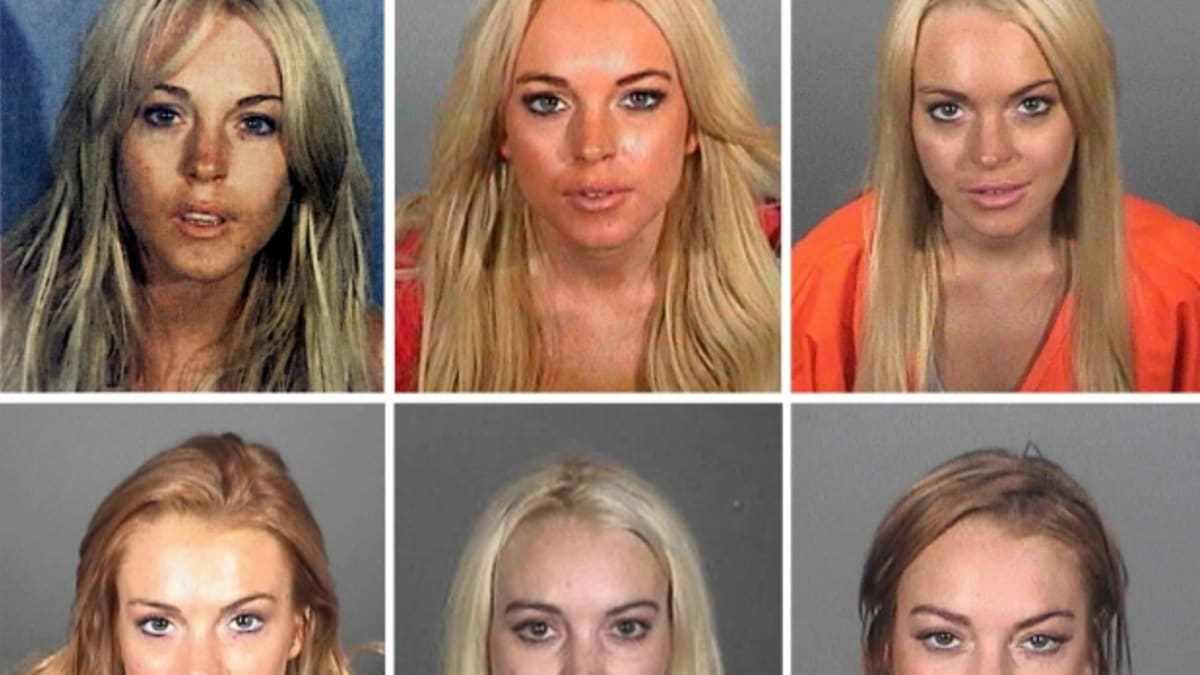 Lindsay Lohan na sérii policejních fotografií pořízených od července 2007 do března 2013