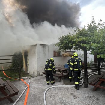 Pražští hasiči zasahují u rozsáhlého požáru střelnice v Sedlci.