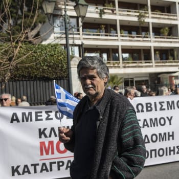 Demonstrace ostrovanů před řeckým ministerstvem vnitra