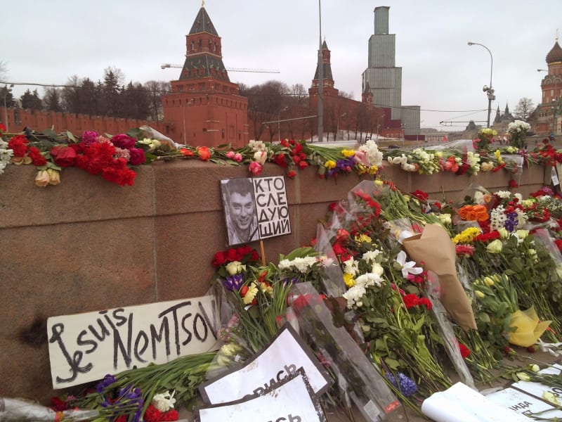 Místo, kde byl před 5 lety zastřelen Boris Němcov.