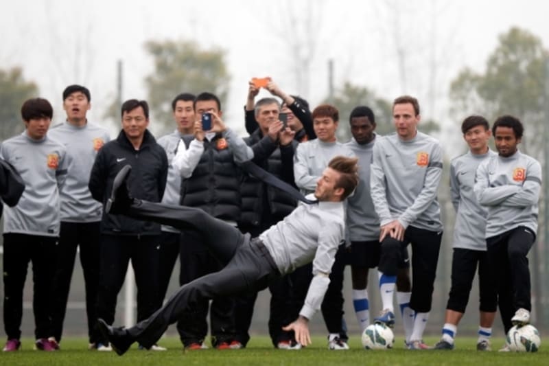 David Beckham si v čínském Wuhanu uřízl pěknou ostudu