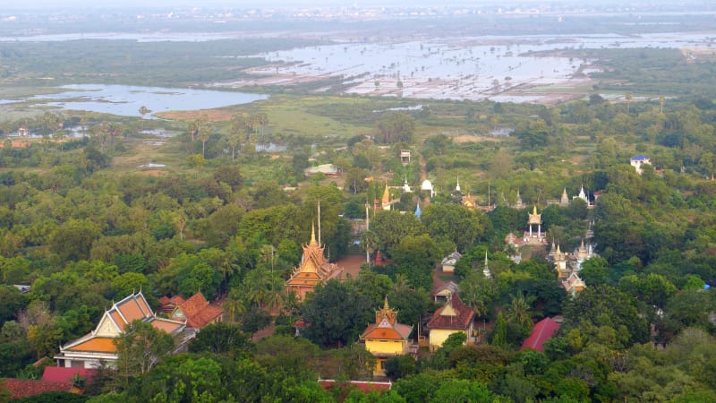Výhledy při cestě z Phnom Penhu, Kambodža