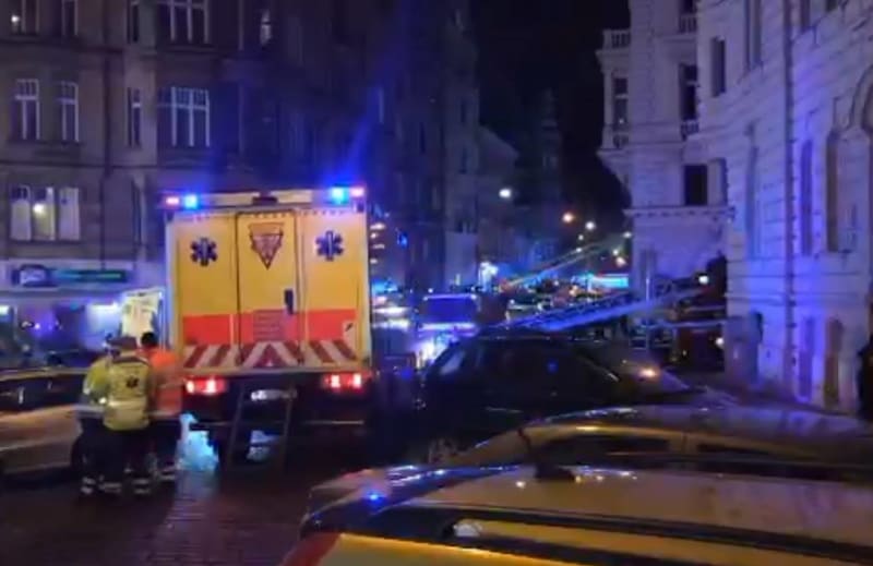 Požár v hotelu v centru Prahy